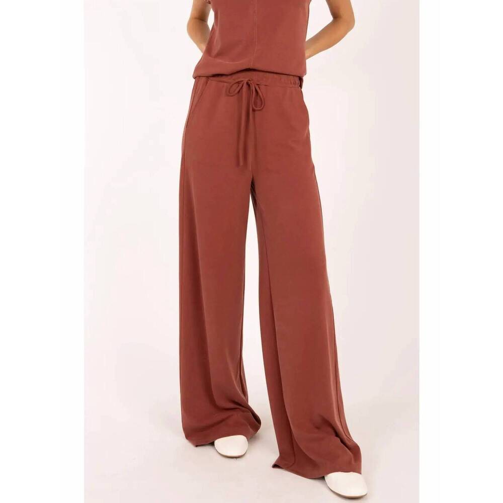 NEW ELLE GREY wide leg lounge pants in rust